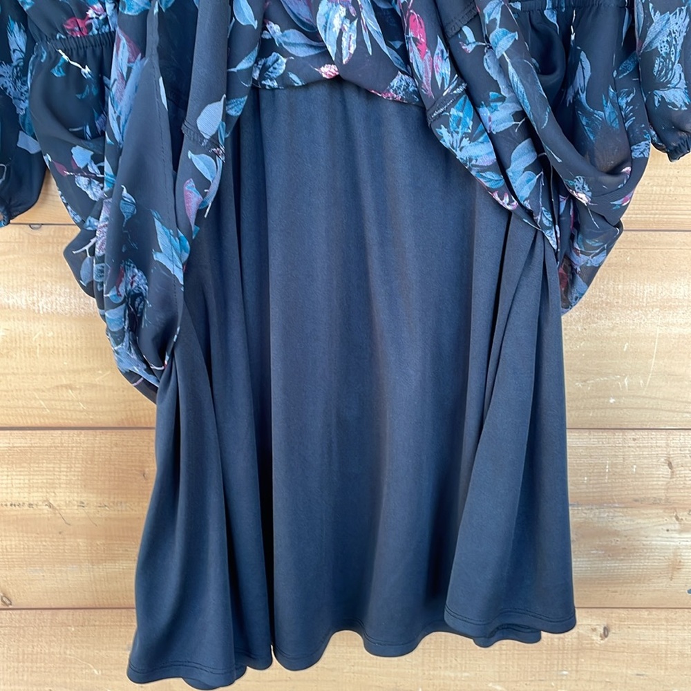 Maurices NWT Midi black floral lined dress. Size XL. Cranberry and gray/green - Picture 6 of 11